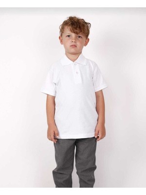 Fatella Unısex Çocuk Genç Polo Yaka Kısa Kol Normal Kalıp Düz Basic Okul Lise T-Shırt