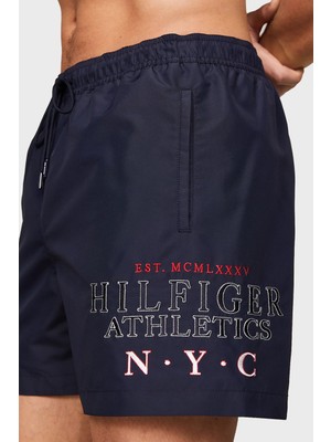 Tommy Hilfiger Logolu Deniz Şortu Belden Bağlamalı Cepli Mayo Short Erkek Mayo Short UM0UM03286 Dw5