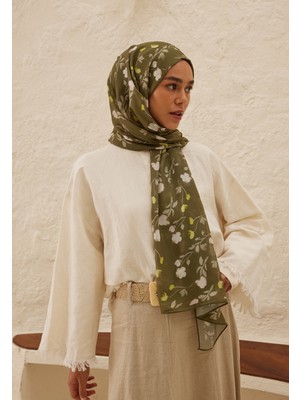 Fresh Soft Flowers  Desen Rami Şal Haki