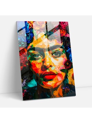 Painted Anarchy Floral Fiesta Glass Print - Frida Kahlo Eserleri, Colorful, Glass Art, Glass Print, 30X45