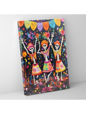 Painted Anarchy Los Muertos Wall Art - Los Muertos, Festive Energy, Papel Picado, Canvas Wall Art, 30X50