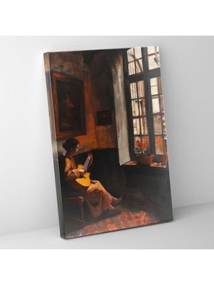 Painted Anarchy Johannes Vermeer Woman Playing Guitar Wall Decoration - Johannes Vermeer, Home Decoration, Wall Art, Canvas, 70X100