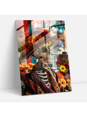 Painted Anarchy Frida Kahlo Style Home Decoration - Frida Kahlo Eserleri, Festive Atmosphere, Day Of The Dead, Glass Art, 30X45