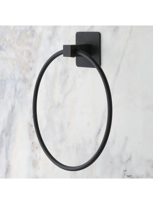 River World  Paslanmaz Metal Kendiliğinden Yapışkanlı Siyah Renk Havluluk Yuvarlak