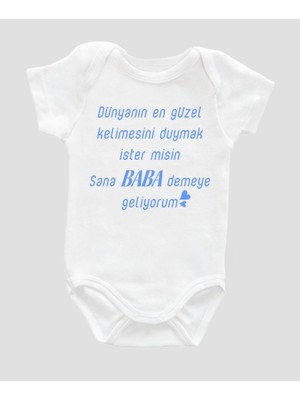 Outdoor One Organik  Pamuk Dünyanın En Güzel Baba Mavi Bebek Body ZBN081