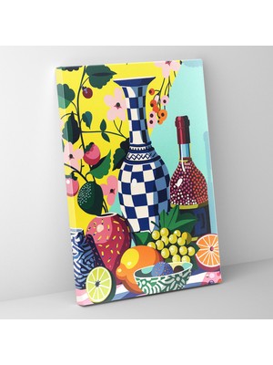 Painted Anarchy Pop Art Natürmort Vazolar ve Meyve Duvar Dekorasyonu - Klasisizm ve Popart, Kanvas Duvar Sanatı, Kanvas, Klasisizm ile Pop Art'ı Birleştirmek, 30X50