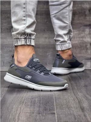 Konfores Anatomik Tabanlı Yürüyüş & Koşu Ayakkabısı Füme Renk Erkekler İçin Hafif Malzeme