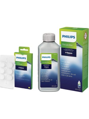 Philips CA6700/10 Espresso Makinesi Kireç Temizleme Solüsyonu - CA6704/10 Yağ Çözücü Tablet 2'li Avantaj Set