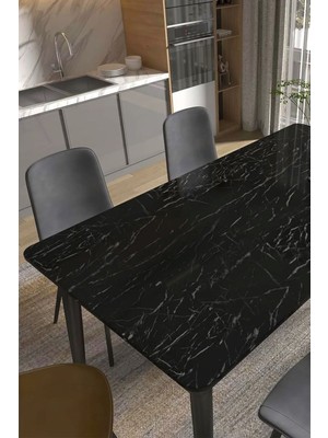 Carnivalland Mermer Desenli Kendinden Yapışkanlı Duvar Kağıdı Kaplama Mutfak Dolap Tezgah Üstü Folyo Siyah 5m