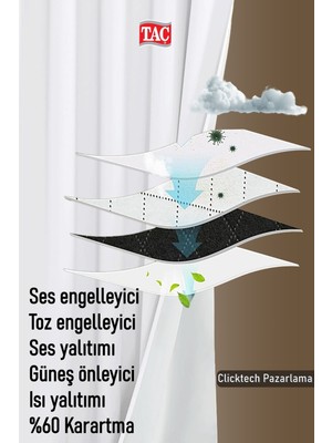 Taç 4 Katmanlı Beyaz Güneşlik Perde - Toz Önleyici, Ses Yalıtımı, Sıcak ve Soğuk Yalıtımı