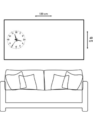 Zevahir Mobilya Dekorasyon 120x60 Saatli Dini Ayet Kanvas Tablo