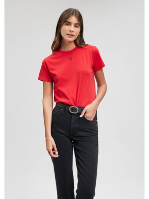 Mavi Mavi Logo Baskılı Kırmızı Tişört 1601185-82054