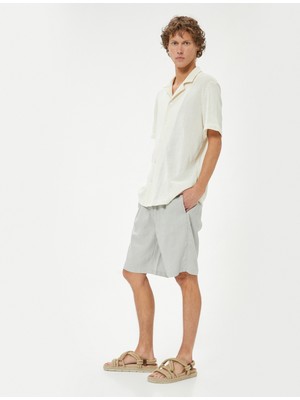 Koton Oversize Şort Keten Bermuda Beli Bağcıklı Cep Detaylı