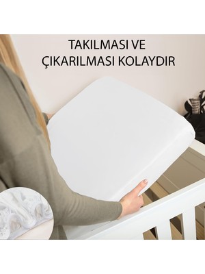 TeksNil Home| %100 Pamuk Sıvı Geçirmez Bebek Yatak Koruyucu Alez | Beşik Kreş Yatak Koruyucu Alezi | Full Kenar Çarşaf 70 x 140