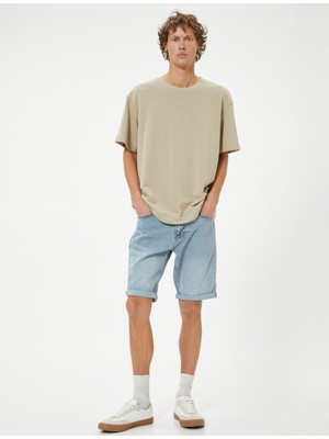 Koton Slim Fit Kot Şort Bermuda Cep Detaylı Pamuklu