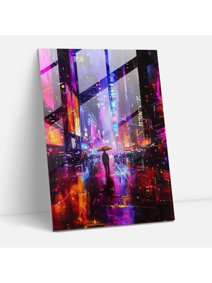 Painted Anarchy Ashvin Harrison Fütüristik Şehir Manzarası Cam Duvar Sanatı -  Cam Sanatı, 30X45