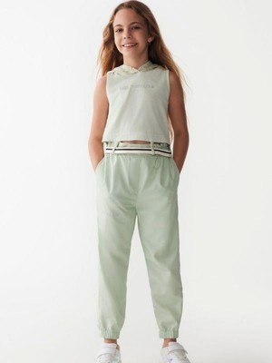 NK Kız Çocuk Paraşüt Kumaş Beli Paçası Lastikli Pantolon