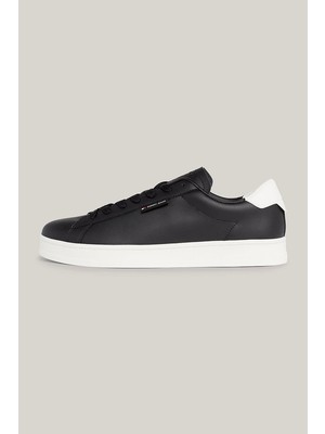 Tommy Hilfiger Erkek Low Cups Deri Siyah Sneaker