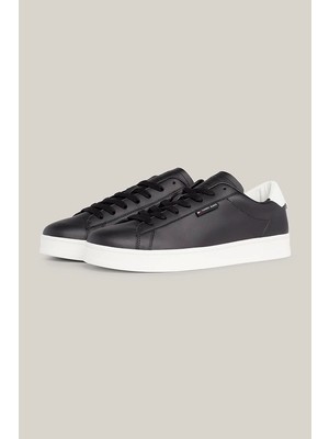 Tommy Hilfiger Erkek Low Cups Deri Siyah Sneaker