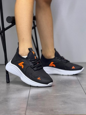 Homiro Bağcıklı Unisex Çocuk Spor Ayakkabısı-Siyah-Orange