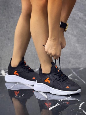 Homiro Bağcıklı Unisex Çocuk Spor Ayakkabısı-Siyah-Orange