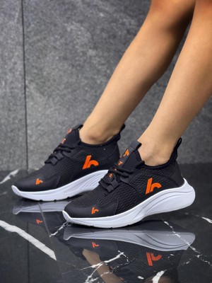 Homiro Bağcıklı Unisex Çocuk Spor Ayakkabısı-Siyah-Orange