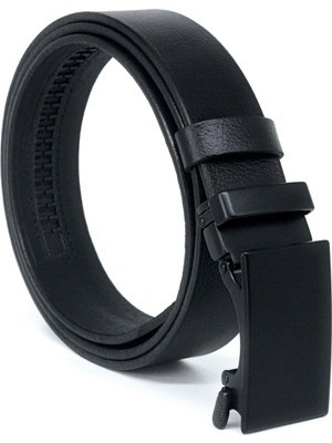 Pino44 Manda Derisi Otomatik Tokalı Erkek Kemeri 3,5cm Siyah- Erkek Hediye Sevgililer Günü