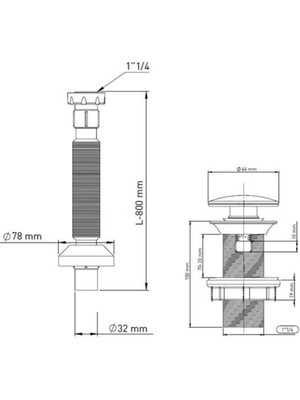 Koyuncuoğlu Beyaz Seramık Kapak. Tasmasız Abs Plastık 100 mm Klık Klak 1-1/4 Lavabo Suzgecı