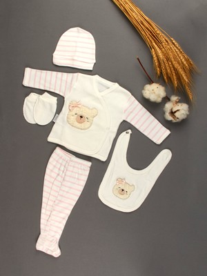 Pamuk Bebek Penye 5li Set, Bebek Ayıcık 5li Set Pembe, Yeni Doğan Hediyelik Hastane Çıkış