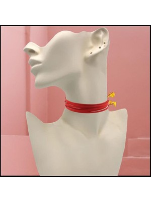 BijuStore Kırmızı Renk Kadın Süet Choker