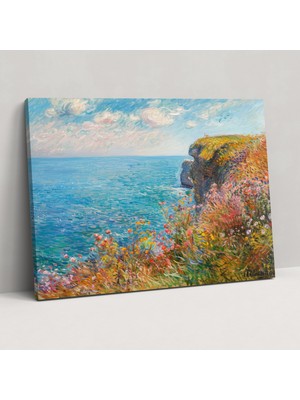 Painted Anarchy Seaside Cliff Claude Monet Duvar Tablosu - Claude Monet, Ev Dekorasyonu, Duvar Sanatı, Kanvas Tablo, 50X30
