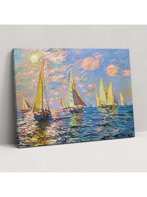 Painted Anarchy Renkli Yelkenli Claude Monet Duvar Süslemesi - Claude Monet, Duvar Süslemesi, Kanvas Tablo, Kanvas Tablo, 50X30