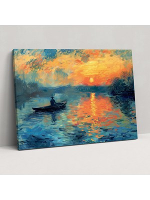 Painted Anarchy Claude Monet Günbatımı Gölü Tablosu - Claude Monet, Kanvas Tablo, Kanvas Tablo, Duvar Dekorasyonu, 50X30
