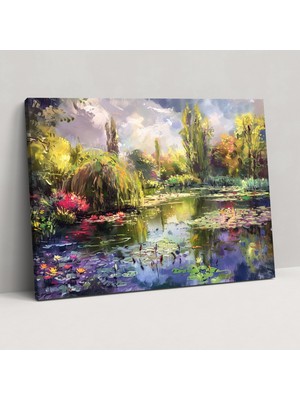 Painted Anarchy Giverny Bahçeleri Çiçek Açan Claude Monet Duvar Dekorasyonu - Claude Monet, Ev Dekorasyonu, Kanvas Tablo, Kanvas Tablo, 50X30