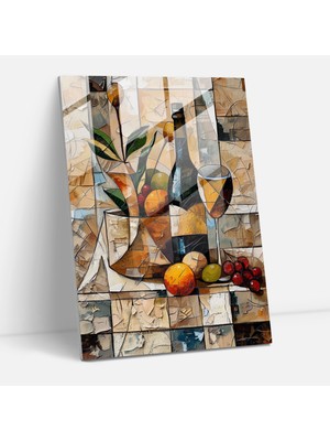 Painted Anarchy Dokulu Kübist Natürmort Ev Dekorasyonu - Kübizm, Ev Dekorasyonu, Duvar Süslemesi, Cam Baskı, 30X45
