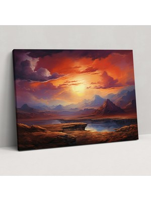 Painted Anarchy Mars Kanvas Tablo - Görkemli Gün Batımı Manzarası Duvar Tablosu - Toprak, Görkemli Manzara, Ev Dekorasyonu, Kanvas Tablo, 50X30