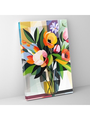 Painted Anarchy Kübizm Çiçek Aranjmanı Kanvas Tablo - Kübizm, Kanvas Tablo, Duvar Sanatı, Kanvas Tablo, 30X50