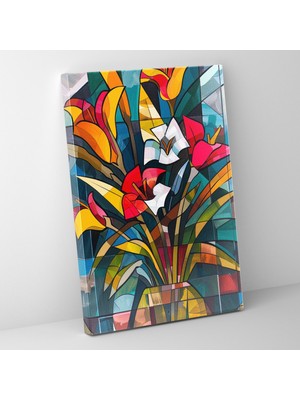 Painted Anarchy Çiçek Kübizm Duvar Sanatı Kanvas Tablo - Kübizm, Çiçek Aranjmanı, Kanvas Tablo, Duvar Dekorasyonu, 30X50