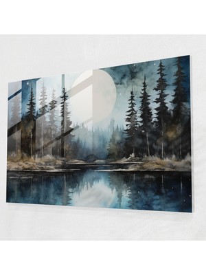 Painted Anarchy Mehtaplı Göl Cam Baskı - Toprak, Soyut Resim, Sakin Göl, Duvar Dekorasyonu, 45X30