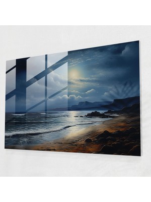 Painted Anarchy Mehtaplı Plaj Cam Baskı - Toprak, Romantik Tablo, Duvar Süslemesi, Sahil Şeridi, 45X30