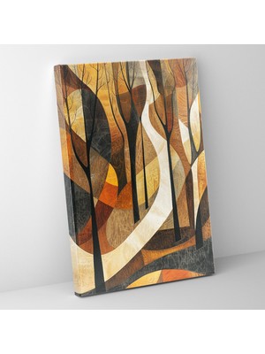 Painted Anarchy Toprak Tonları Kübizm Manzara Duvar Dekorasyonu - Kübizm, Duvar Dekorasyonu, Kanvas Tablo, Kanvas Tablo, 30X50