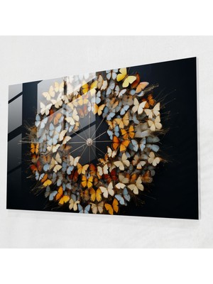 Painted Anarchy Kurutulmuş Kelebekler Kaleydoskopu Cam Baskı - Kurutulmuş Kelebekler, Büyüleyici Güzellik, Cam Baskı, Modern Sanat, 45X30