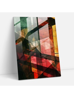 Painted Anarchy Kübizm Cam Baskı Soyut Geometrik Şekiller Duvar Sanatı - Kübizm, Soyut Geometrik Şekiller, Cam Baskı, Modern Sanat, 30X45