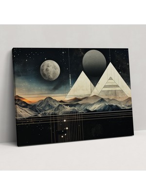 Painted Anarchy Geometrik Gezegenler Kanvas Tablo - Toprak, Kanvas Tablo, Geometrik Karışık Teknik, Duvar Dekorasyonu, 50X30