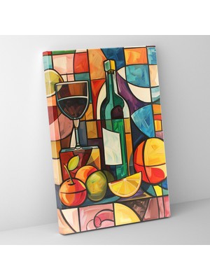 Painted Anarchy Canlı Kübist Natürmort Duvar Süslemesi - Kübizm, Kübizm, Ev Dekorasyonu, Kanvas Tablo, 30X50