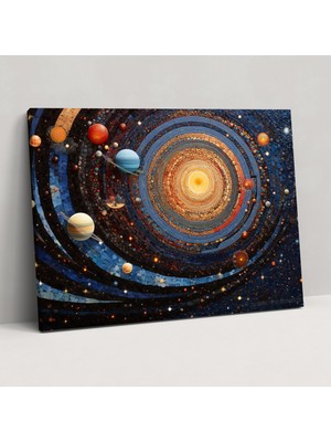 Painted Anarchy Kozmik Mozaik Gezegenler Kanvas Tablo - Dünya, Cesur Ifade, Mozaik Sanatı, Görsel Olarak Çarpıcı, 50X30
