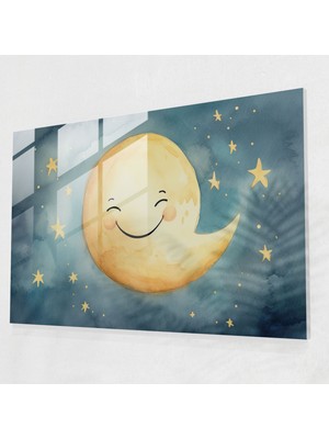 Painted Anarchy Ay Ev Dekorasyonu - Toprak, Sevinç, Cam Baskı, Ay Karakteri, 45X30
