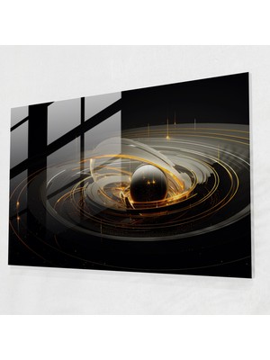 Painted Anarchy Saturn Cam Duvar Sanatı - Soyut Geometrik Tasarım - Toprak, Cam Duvar Sanatı, Geometrik Şekiller, Duvar Dekorasyonu, 45X30