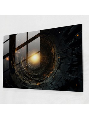 Painted Anarchy Fraktal Kara Delik Cam Baskı - Toprak, Cam Baskı, Cam Duvar Sanatı, Soyut Fraktal, 45X30