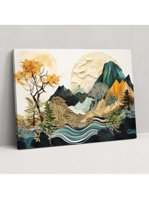 Painted Anarchy Dünya Soyut Kolaj Duvar Sanatı - Dünya, Duvar Sanatı, Dağlar, Soyut Kolaj, 50X30